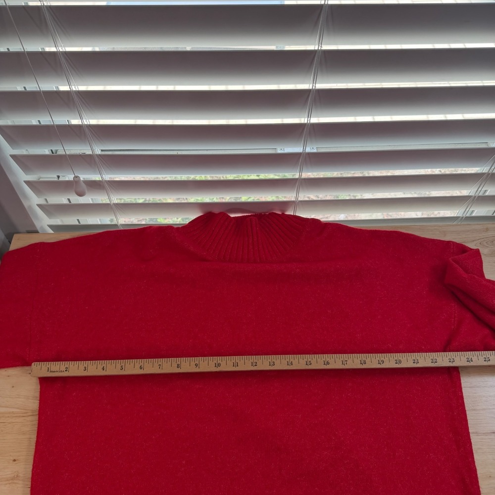 Loft Mock Neck Sweater Women's Red Knit Long Sleeve Pullover Classic - XL - Picture 8 of 10